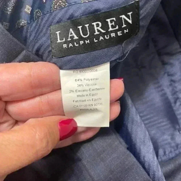 Lauren Ralph Lauren Men's Navy Striped Pants 38x30 Made in Egypt Office Business - Picture 5 of 6